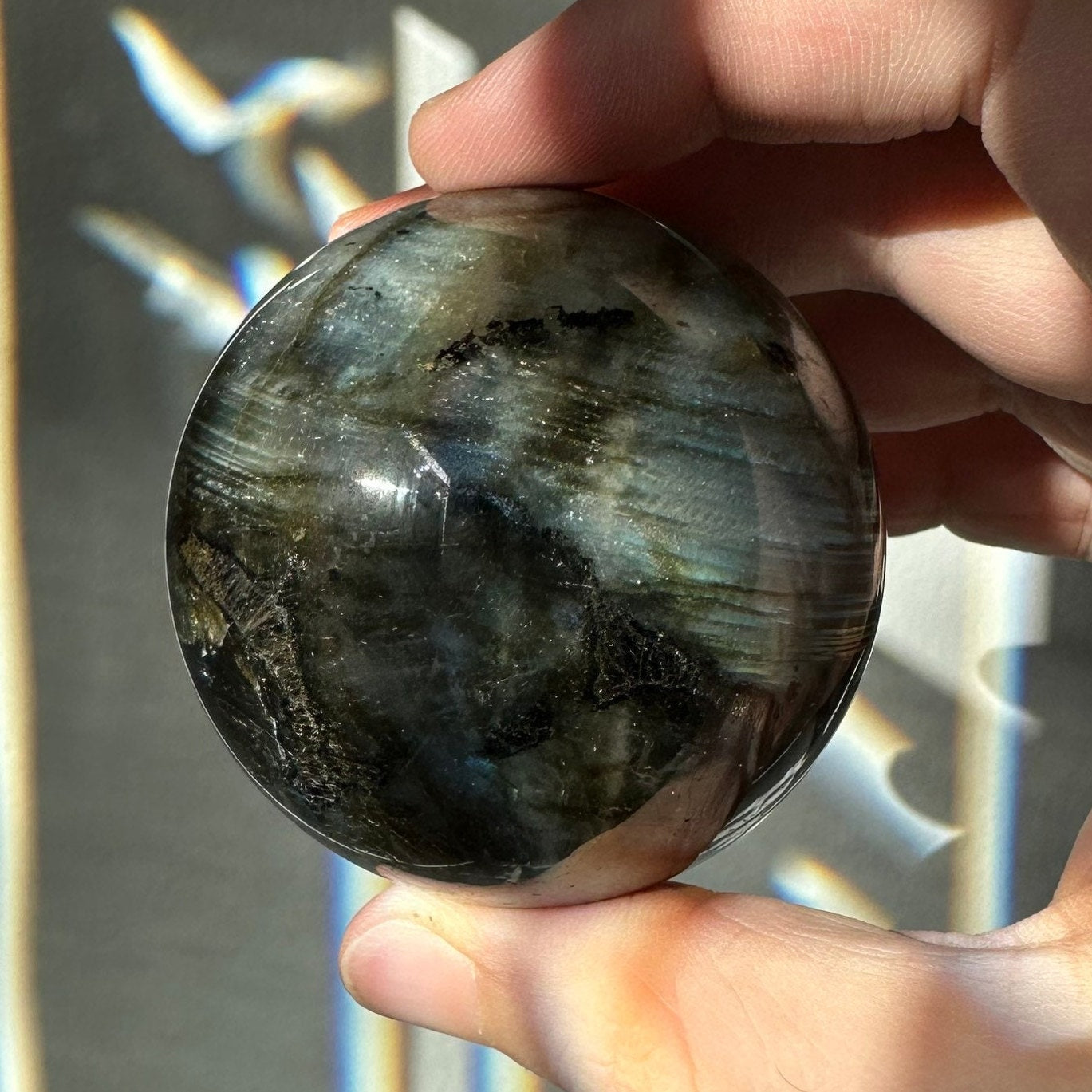 Labradorite Crystal Sphere | Natural Lab | Super Flashy Crystal Ball | Hand Carved | Meditation & Crystal Healing