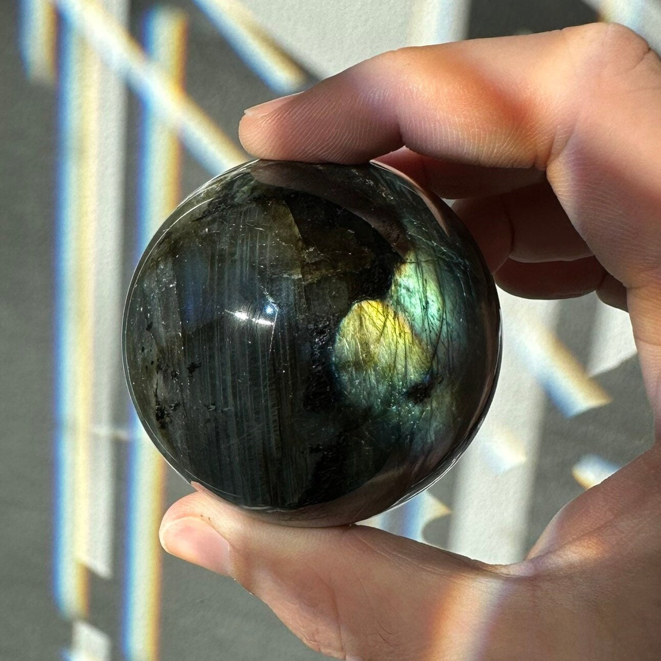 Labradorite Crystal Sphere | Natural Lab | Super Flashy Crystal Ball | Hand Carved | Meditation & Crystal Healing