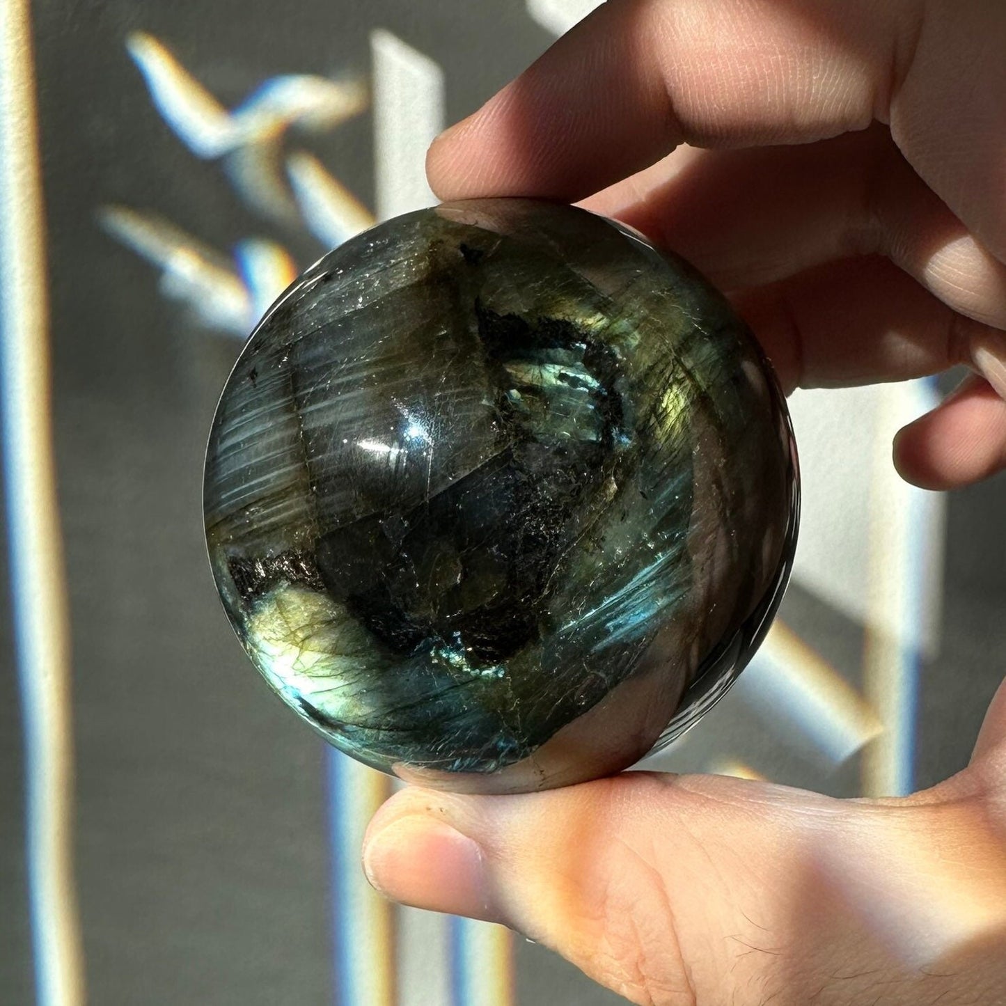 Labradorite Crystal Sphere | Natural Lab | Super Flashy Crystal Ball | Hand Carved | Meditation & Crystal Healing