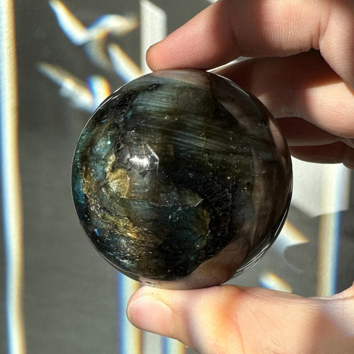 Labradorite Crystal Sphere | Natural Lab | Super Flashy Crystal Ball | Hand Carved | Meditation & Crystal Healing