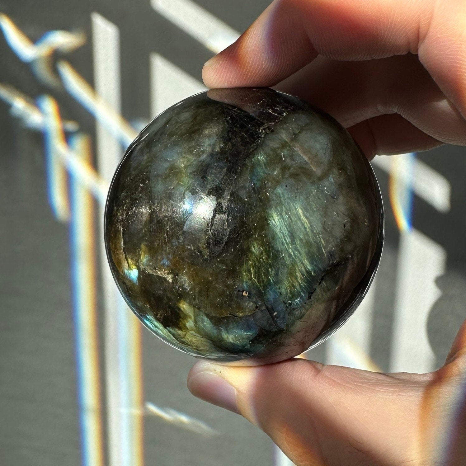 Labradorite Crystal Sphere | Natural Lab | Super Flashy Crystal Ball | Hand Carved | Meditation & Crystal Healing