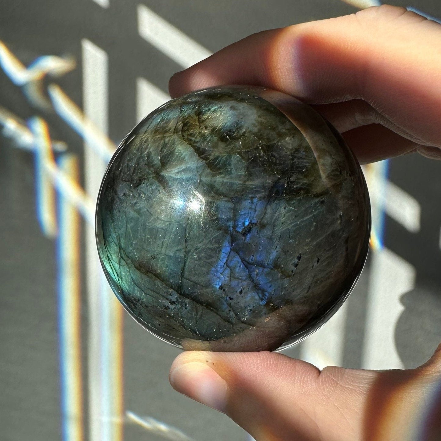 Labradorite Crystal Sphere | Natural Lab | Super Flashy Crystal Ball | Hand Carved | Meditation & Crystal Healing