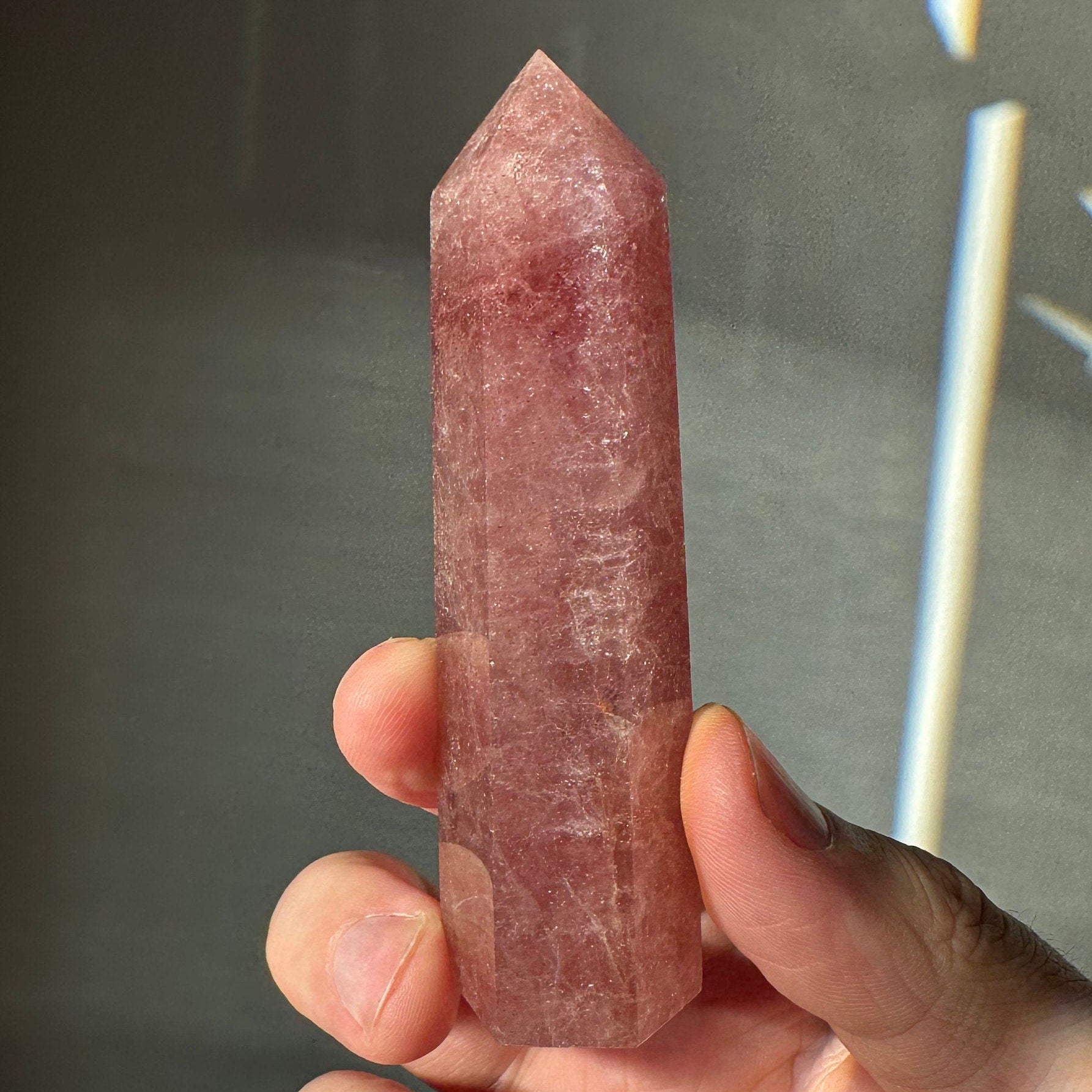 Natural Strawberry Quartz Tower | Crystal Point | Crystal Healing & Meditation Wand