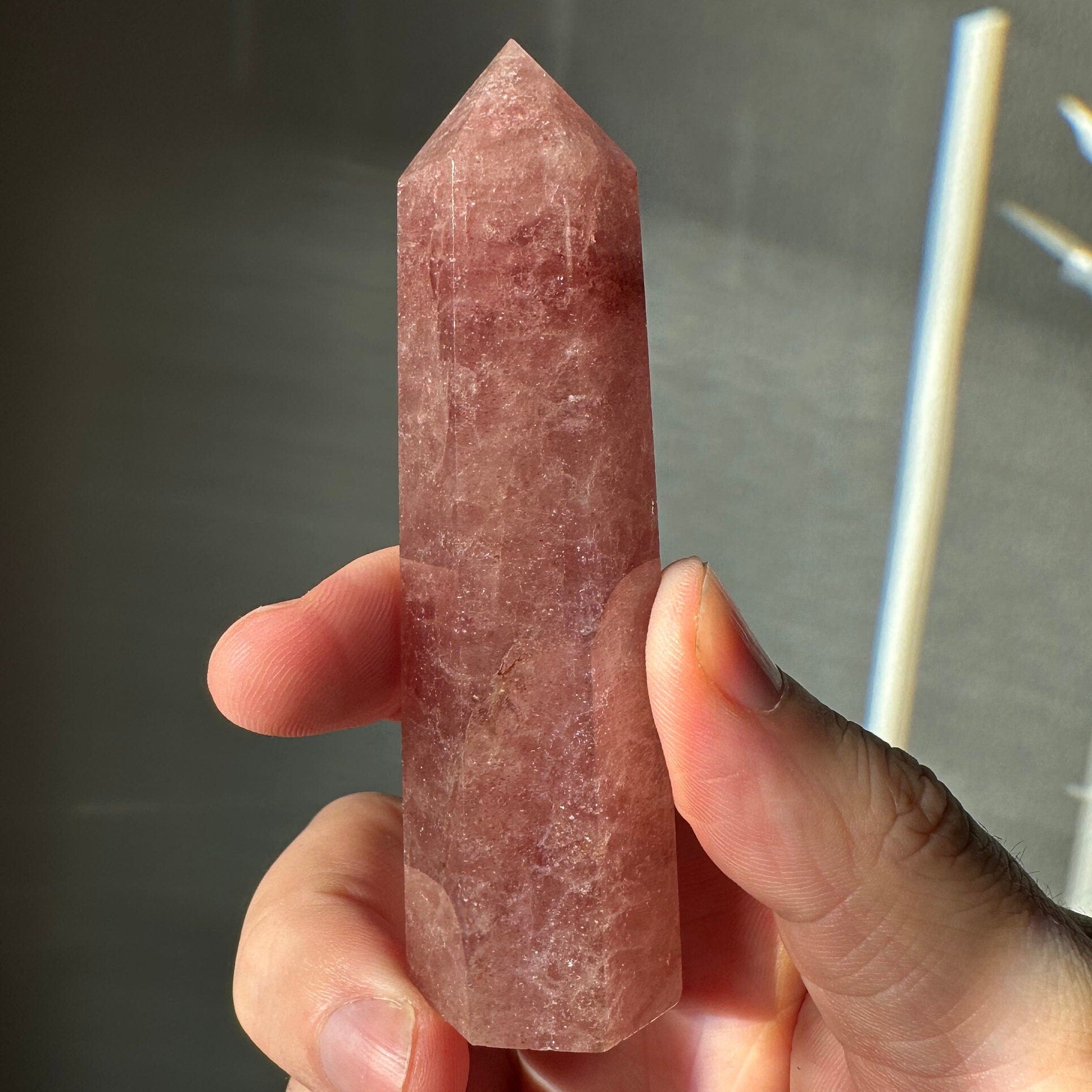 Natural Strawberry Quartz Tower | Crystal Point | Crystal Healing & Meditation Wand