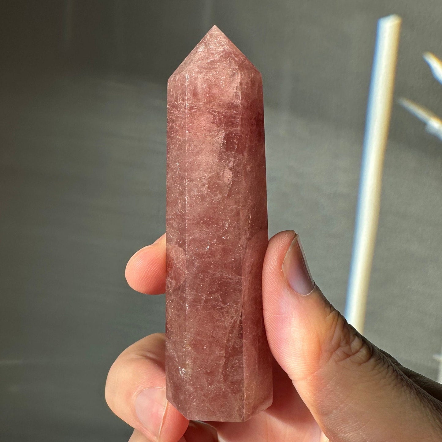 Natural Strawberry Quartz Tower | Crystal Point | Crystal Healing & Meditation Wand