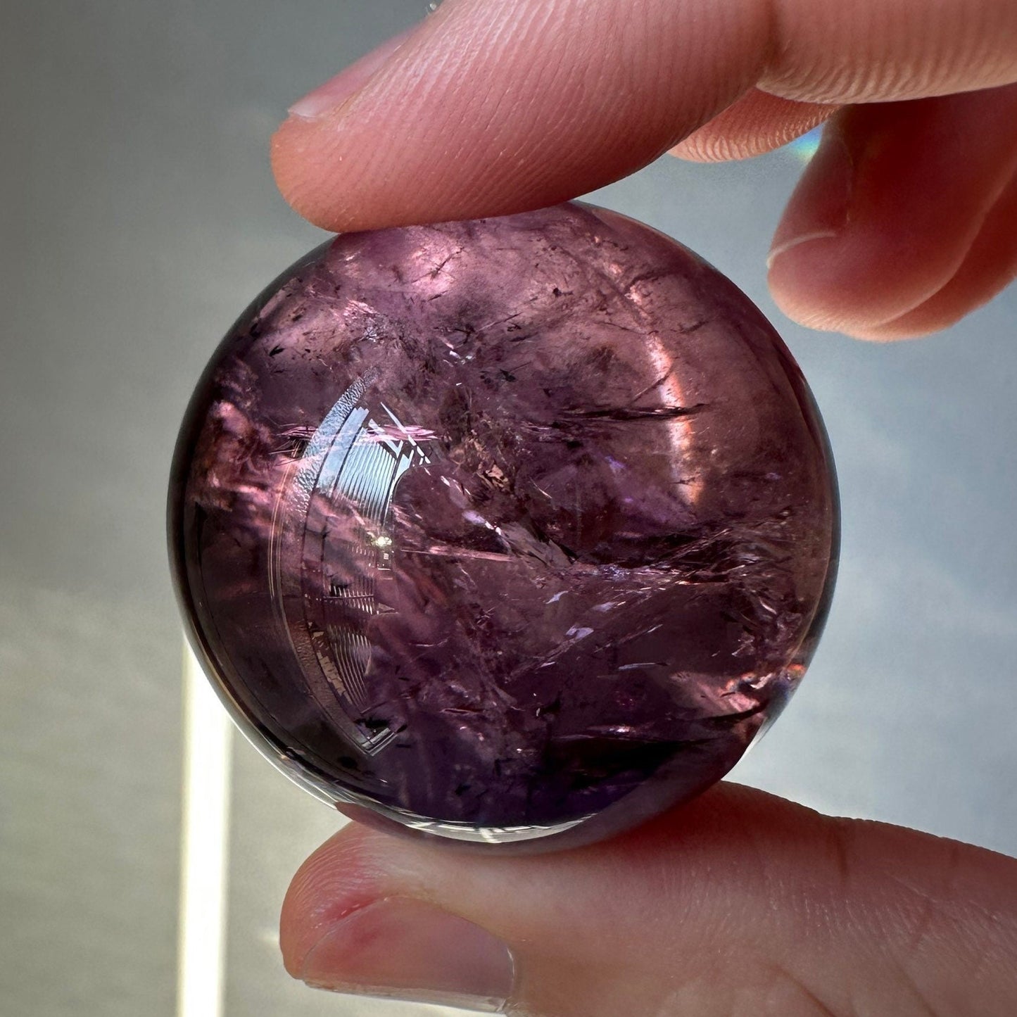 High Quality Mini Purple Amethyst Crystal Sphere | Many Strong Rainbows | AAA Crystal Ball | From Brazil | Meditation & Crystal Healing