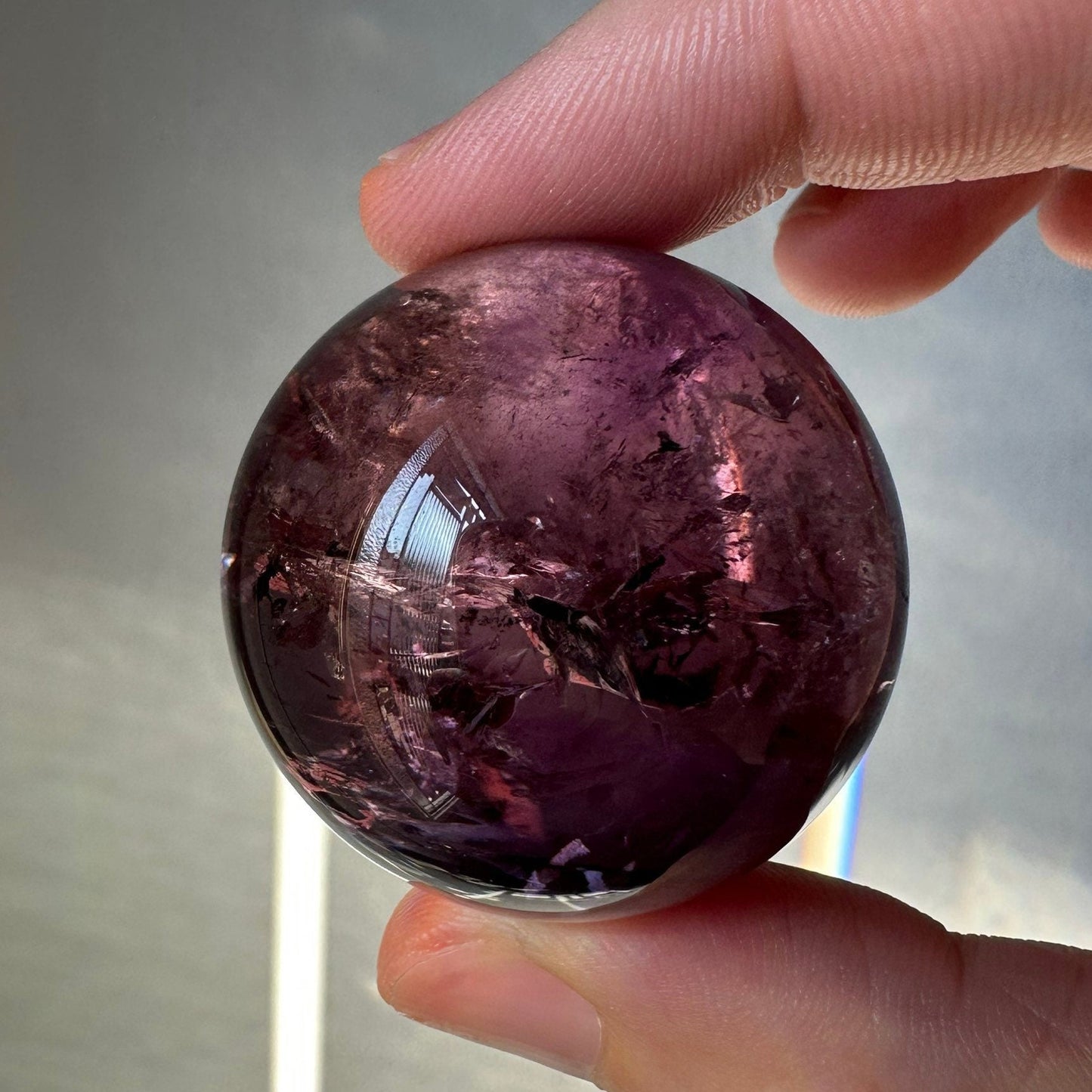 High Quality Mini Purple Amethyst Crystal Sphere | Many Strong Rainbows | AAA Crystal Ball | From Brazil | Meditation & Crystal Healing