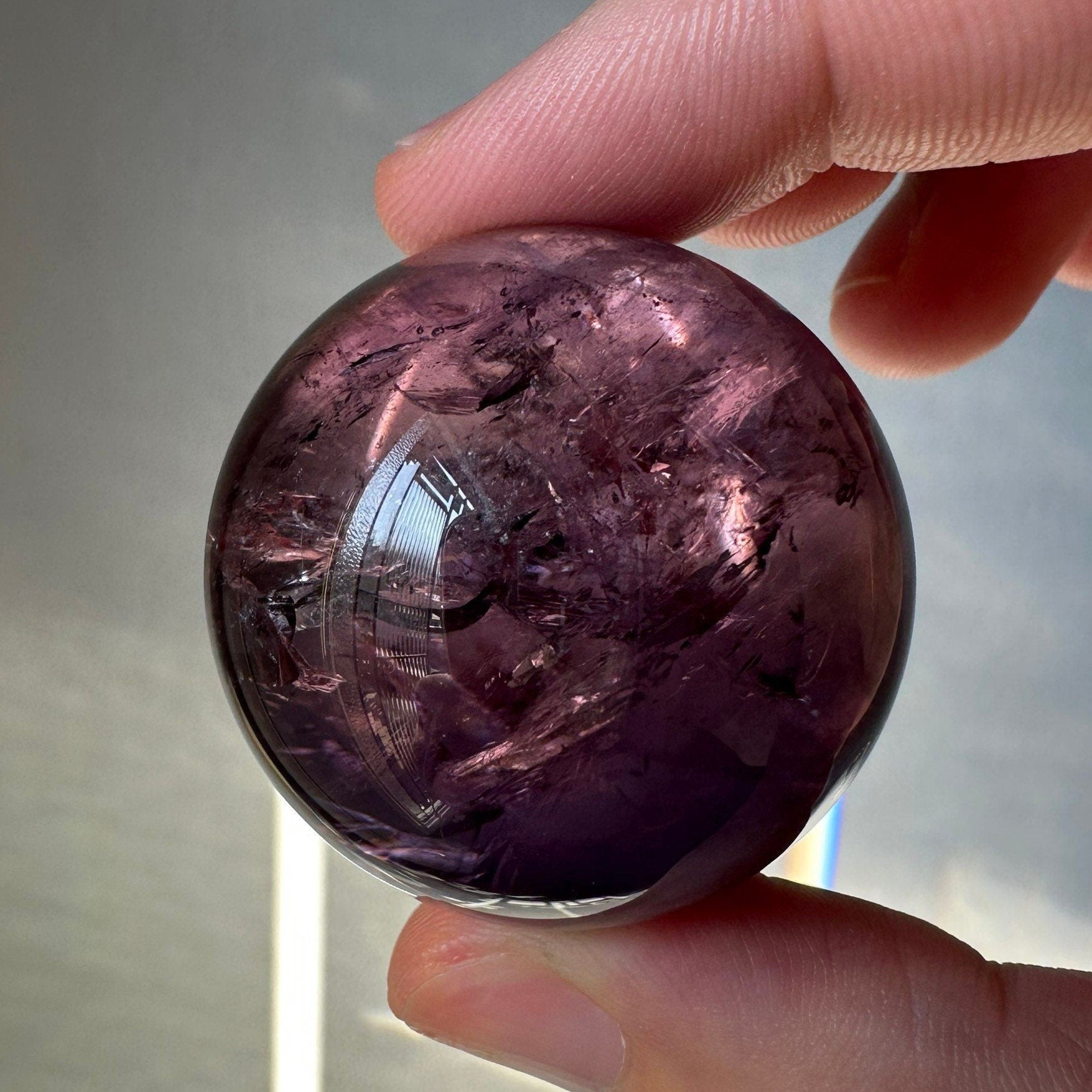 High Quality Mini Purple Amethyst Crystal Sphere | Many Strong Rainbows | AAA Crystal Ball | From Brazil | Meditation & Crystal Healing