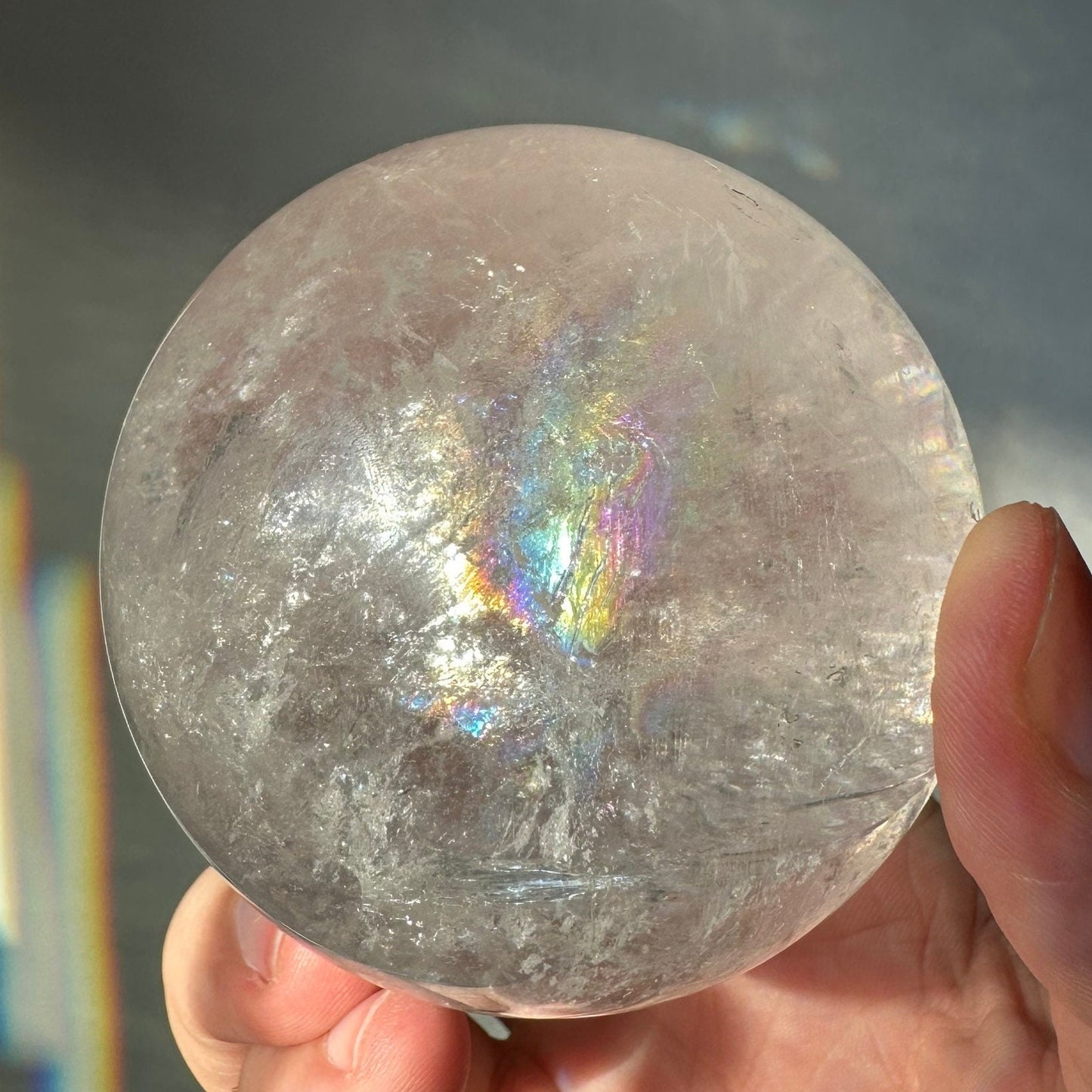 Gorgeous Clear Quartz Sphere with Strong Rainbows | Super Flash | Crystal Ball | Meditation & Crystal Healing