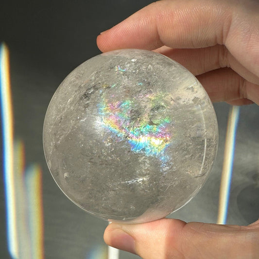 Gorgeous Clear Quartz Sphere with Strong Rainbows | Super Flash | Crystal Ball | Meditation & Crystal Healing