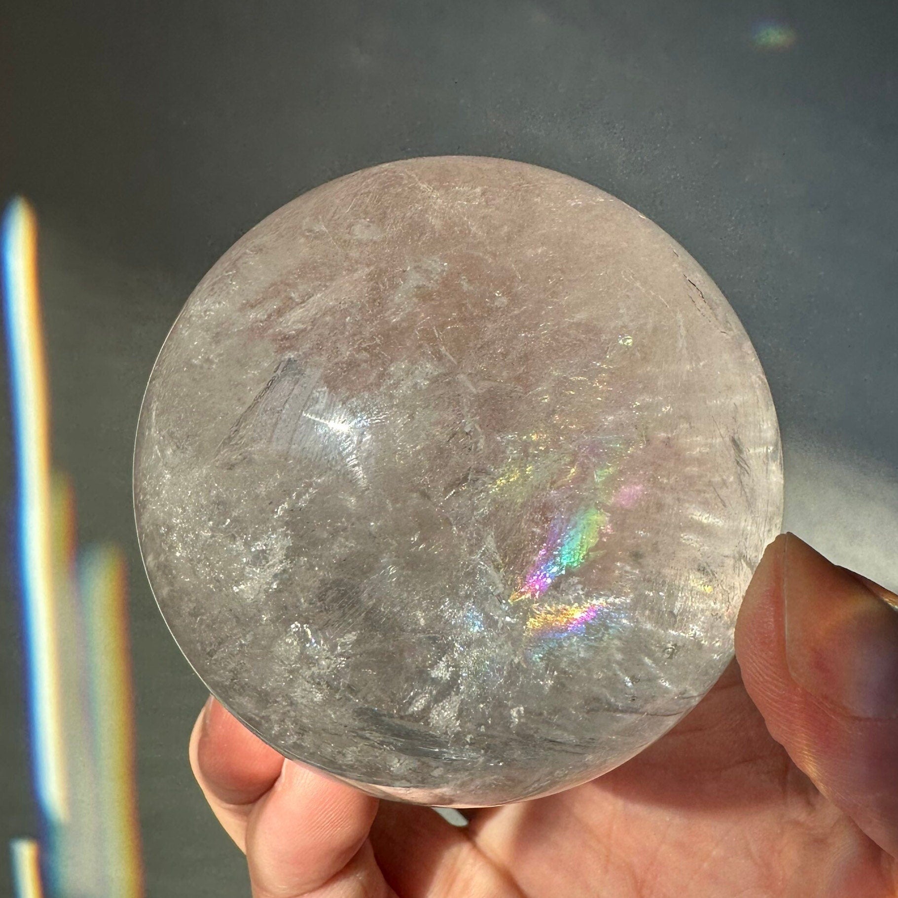 Gorgeous Clear Quartz Sphere with Strong Rainbows | Super Flash | Crystal Ball | Meditation & Crystal Healing