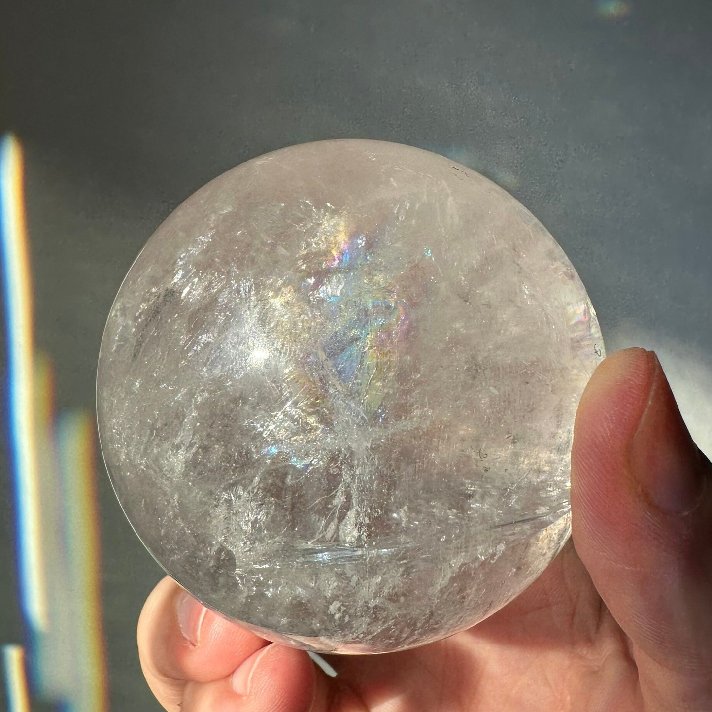 Gorgeous Clear Quartz Sphere with Strong Rainbows | Super Flash | Crystal Ball | Meditation & Crystal Healing