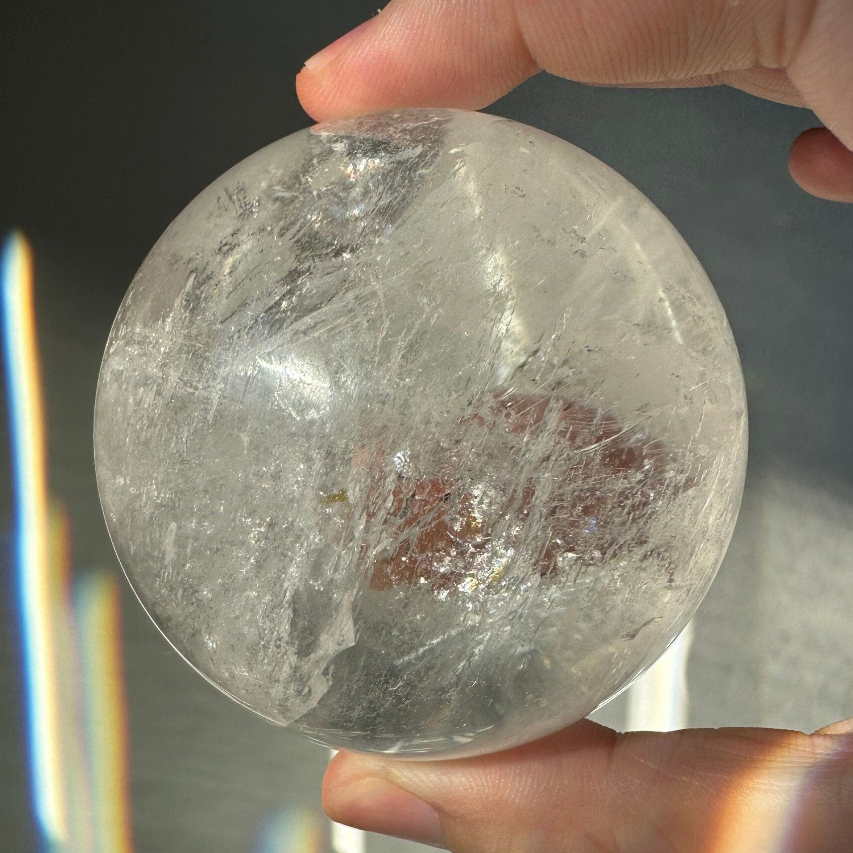 Gorgeous Clear Quartz Sphere with Strong Rainbows | Super Flash | Crystal Ball | Meditation & Crystal Healing