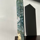 XL Moss Agate Crystal Tower with Druzy | Extra Large Hand Carved Point | Meditation & Healing Crystal Wand