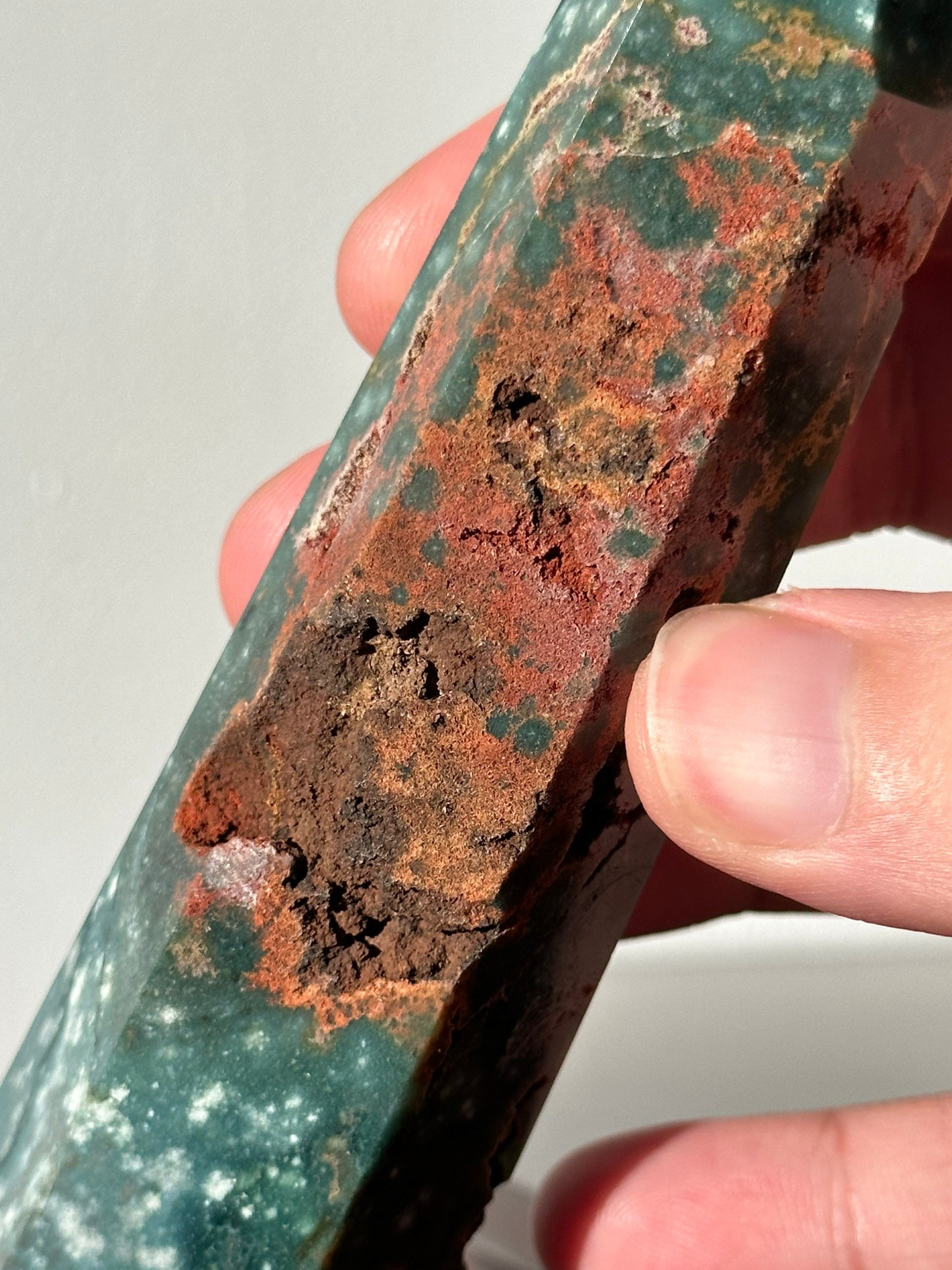 Stunning Sea (Ocean) Jasper Crystal Tower with Druzy | From Madagascar  | Hand Carved | Meditation & Healing Wand