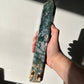 XL Moss Agate Crystal Tower with Druzy | Extra Large Hand Carved Point | Meditation & Healing Crystal Wand