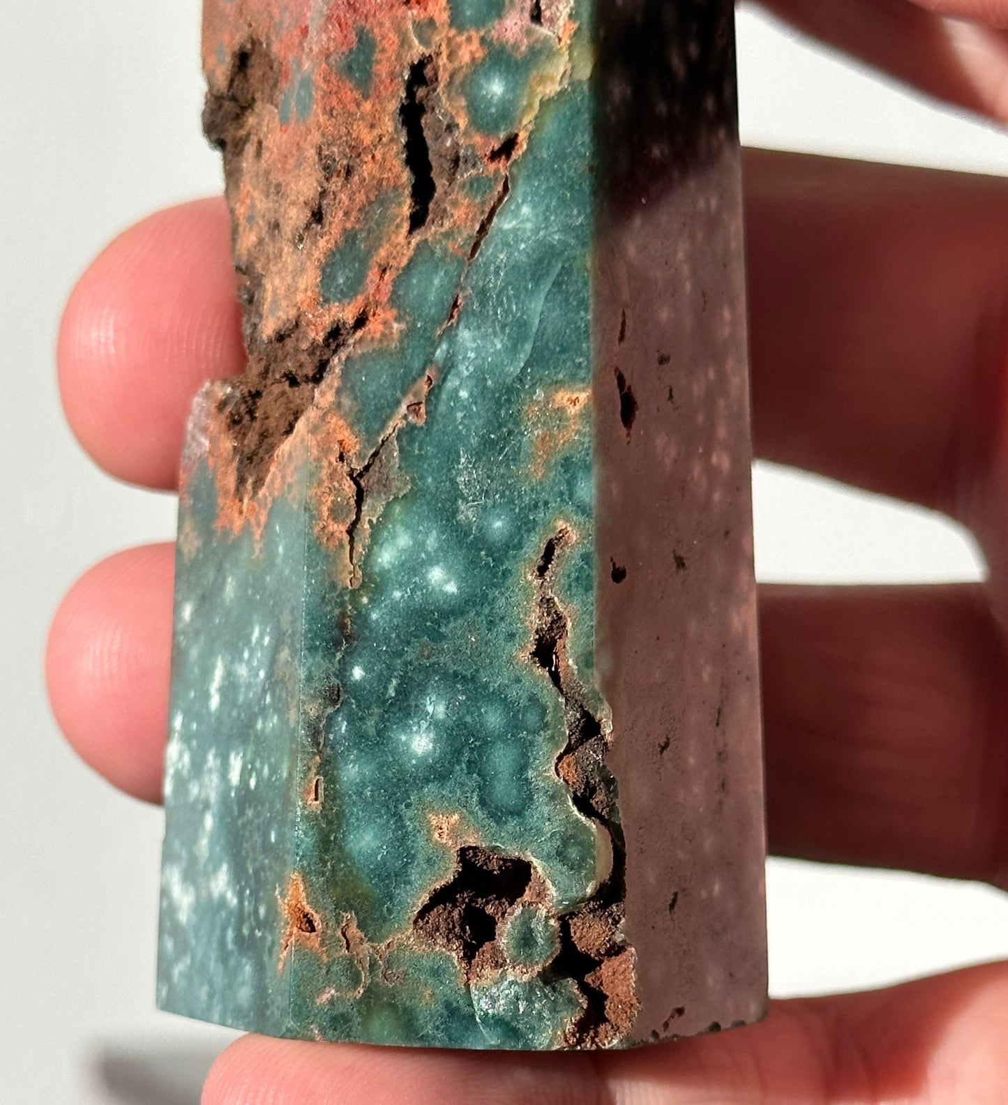 Stunning Sea (Ocean) Jasper Crystal Tower with Druzy | From Madagascar  | Hand Carved | Meditation & Healing Wand