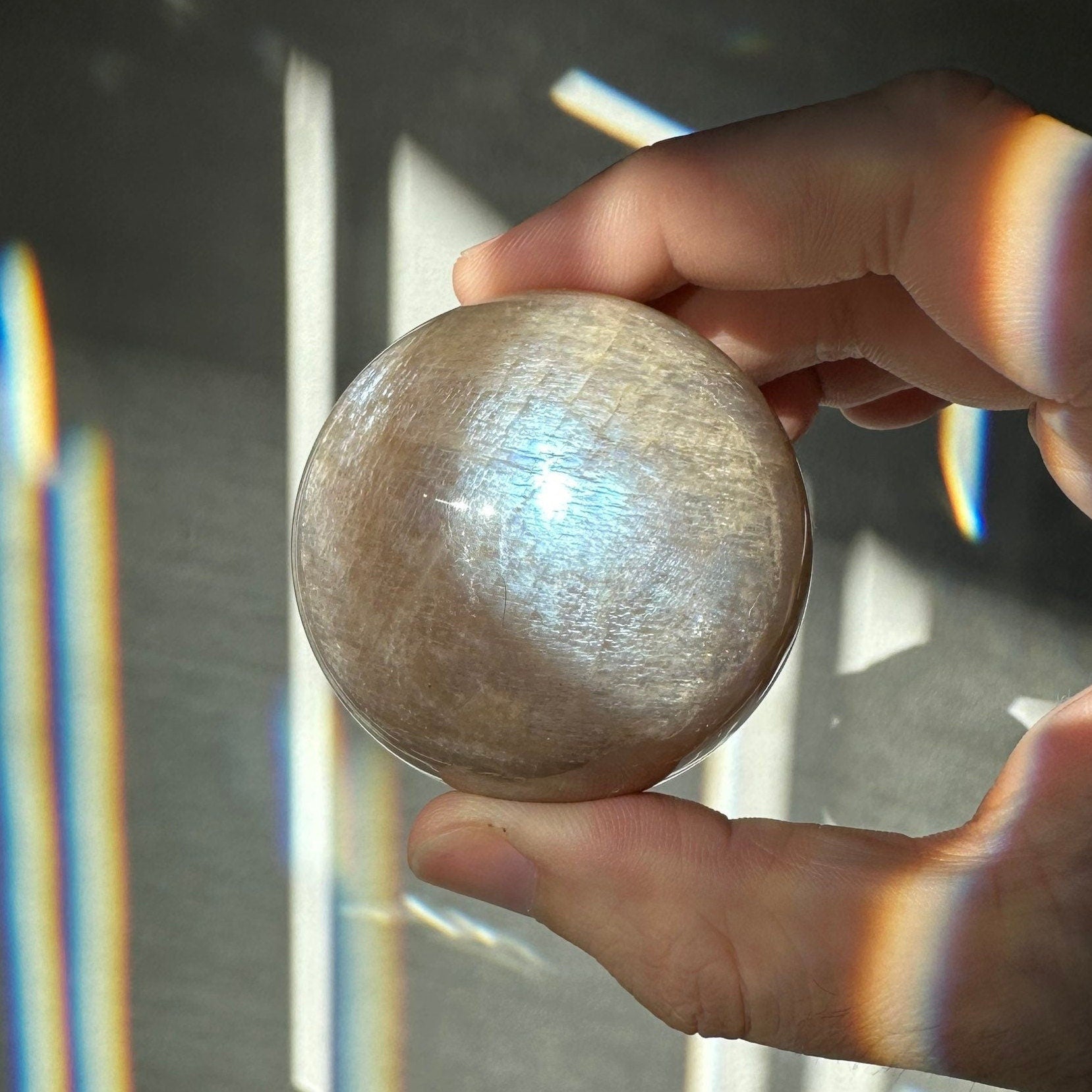 Gorgeous Blue Moonstone Crystal Sphere | Blue Flash | Crystal Ball | Crystal Healing & Meditation