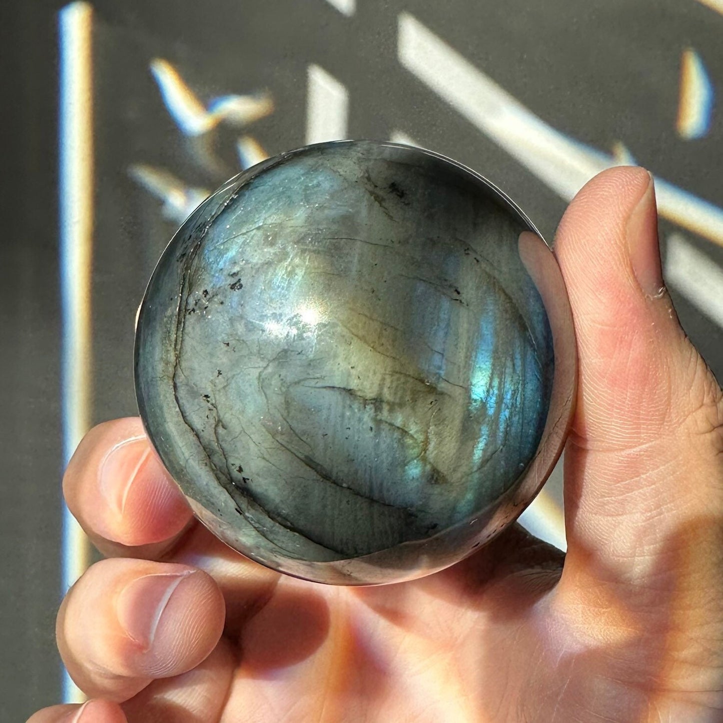 Labradorite Crystal Sphere | Natural Lab | Super Flashy Crystal Ball | Hand Carved | Meditation & Crystal Healing