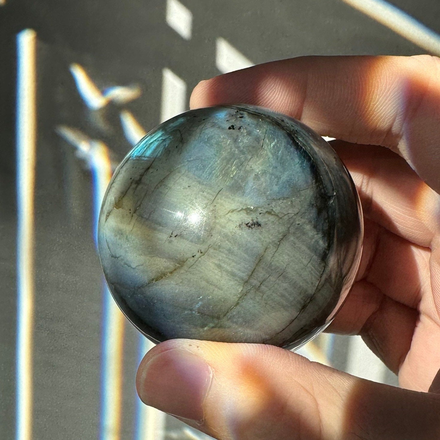 Labradorite Crystal Sphere | Natural Lab | Super Flashy Crystal Ball | Hand Carved | Meditation & Crystal Healing