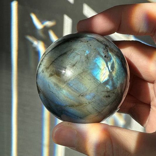 Labradorite Crystal Sphere | Natural Lab | Super Flashy Crystal Ball | Hand Carved | Meditation & Crystal Healing