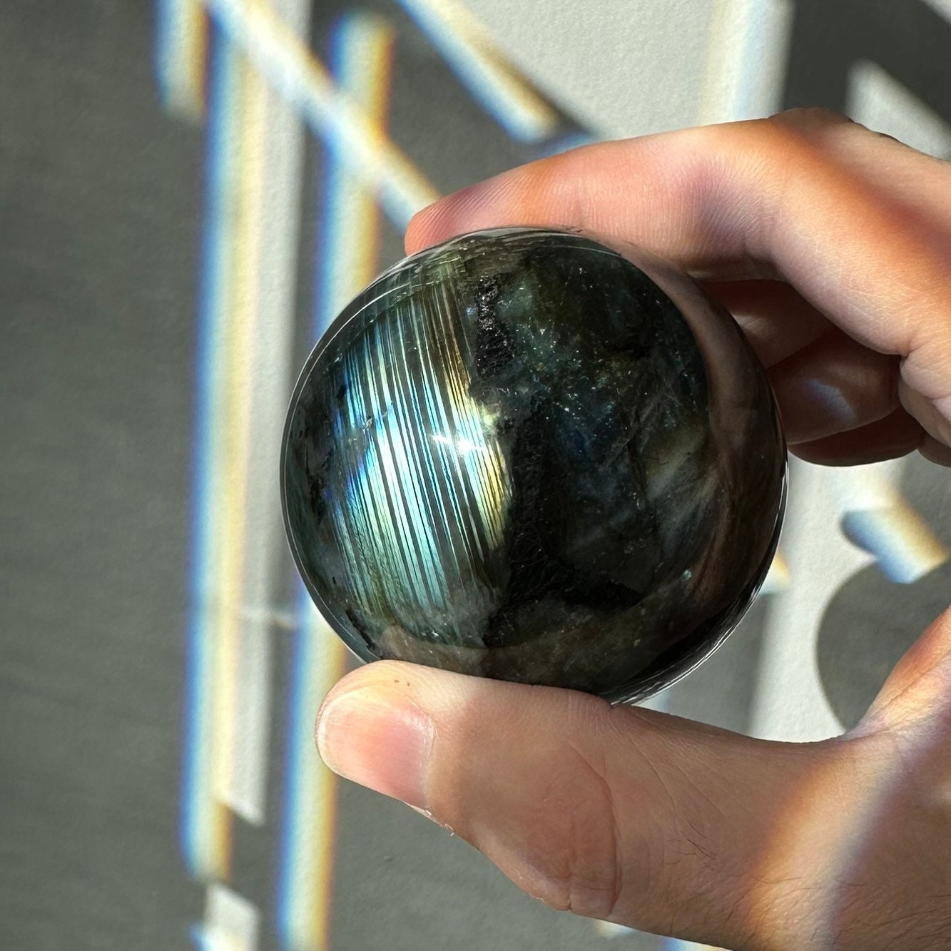 Labradorite Crystal Sphere | Natural Lab | Super Flashy Crystal Ball | Hand Carved | Meditation & Crystal Healing