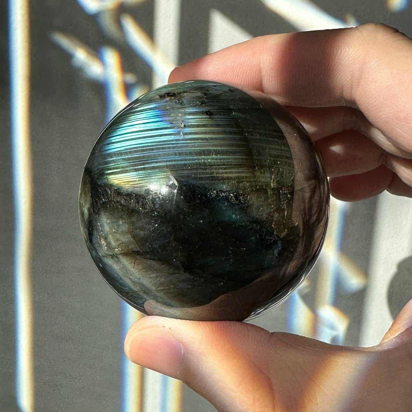 Labradorite Crystal Sphere | Natural Lab | Super Flashy Crystal Ball | Hand Carved | Meditation & Crystal Healing