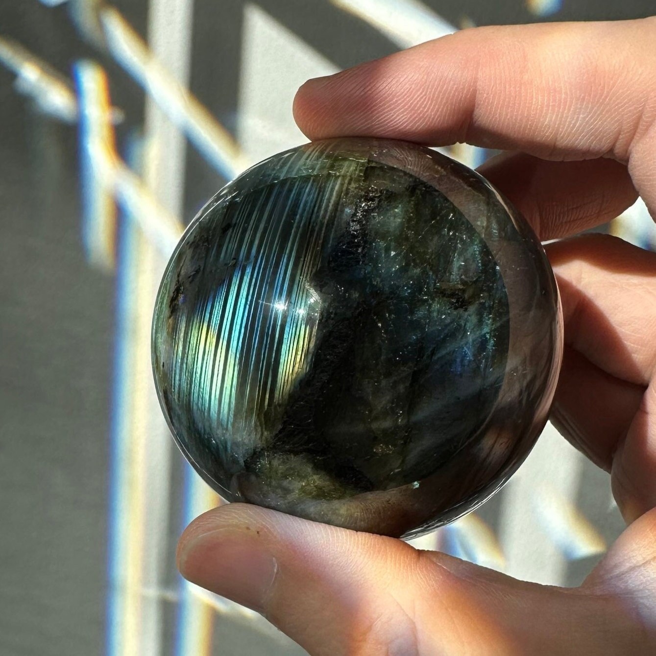 Labradorite Crystal Sphere | Natural Lab | Super Flashy Crystal Ball | Hand Carved | Meditation & Crystal Healing