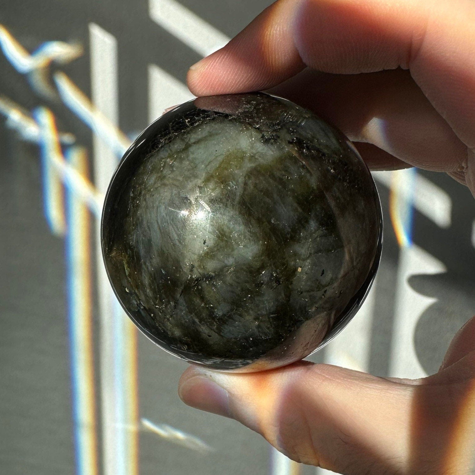 Labradorite Crystal Sphere | Natural Lab | Super Flashy Crystal Ball | Hand Carved | Meditation & Crystal Healing