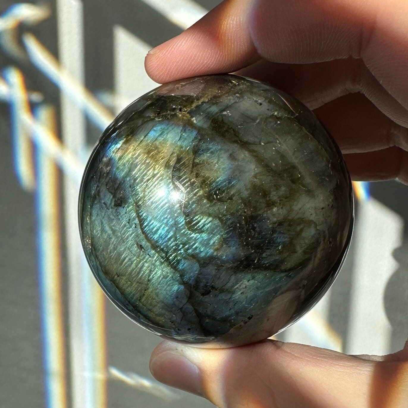 Labradorite Crystal Sphere | Natural Lab | Super Flashy Crystal Ball | Hand Carved | Meditation & Crystal Healing