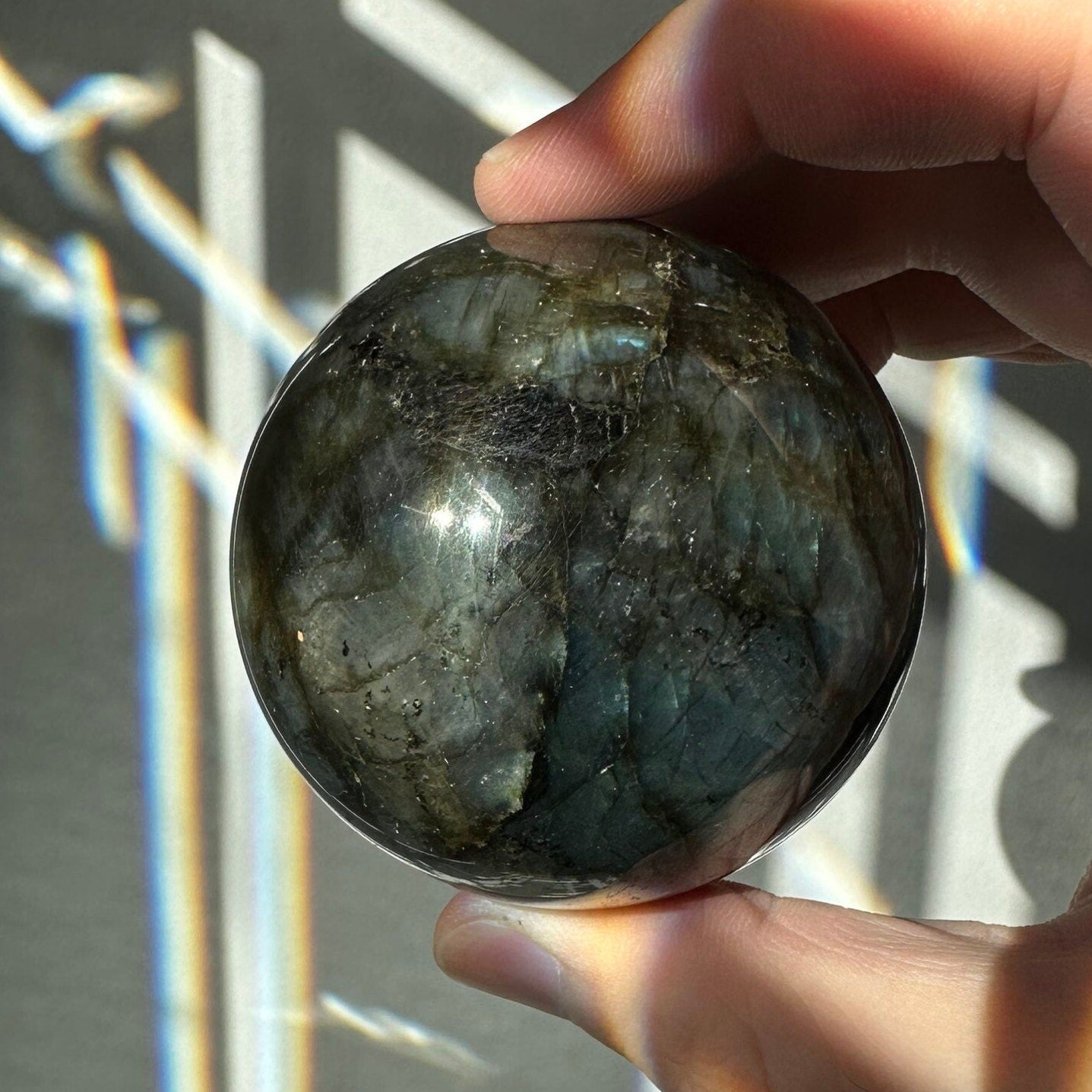 Labradorite Crystal Sphere | Natural Lab | Super Flashy Crystal Ball | Hand Carved | Meditation & Crystal Healing