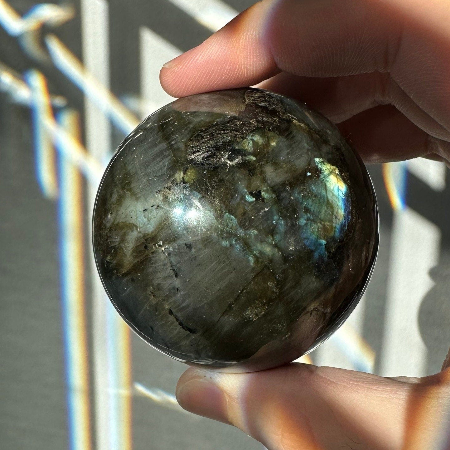 Labradorite Crystal Sphere | Natural Lab | Super Flashy Crystal Ball | Hand Carved | Meditation & Crystal Healing