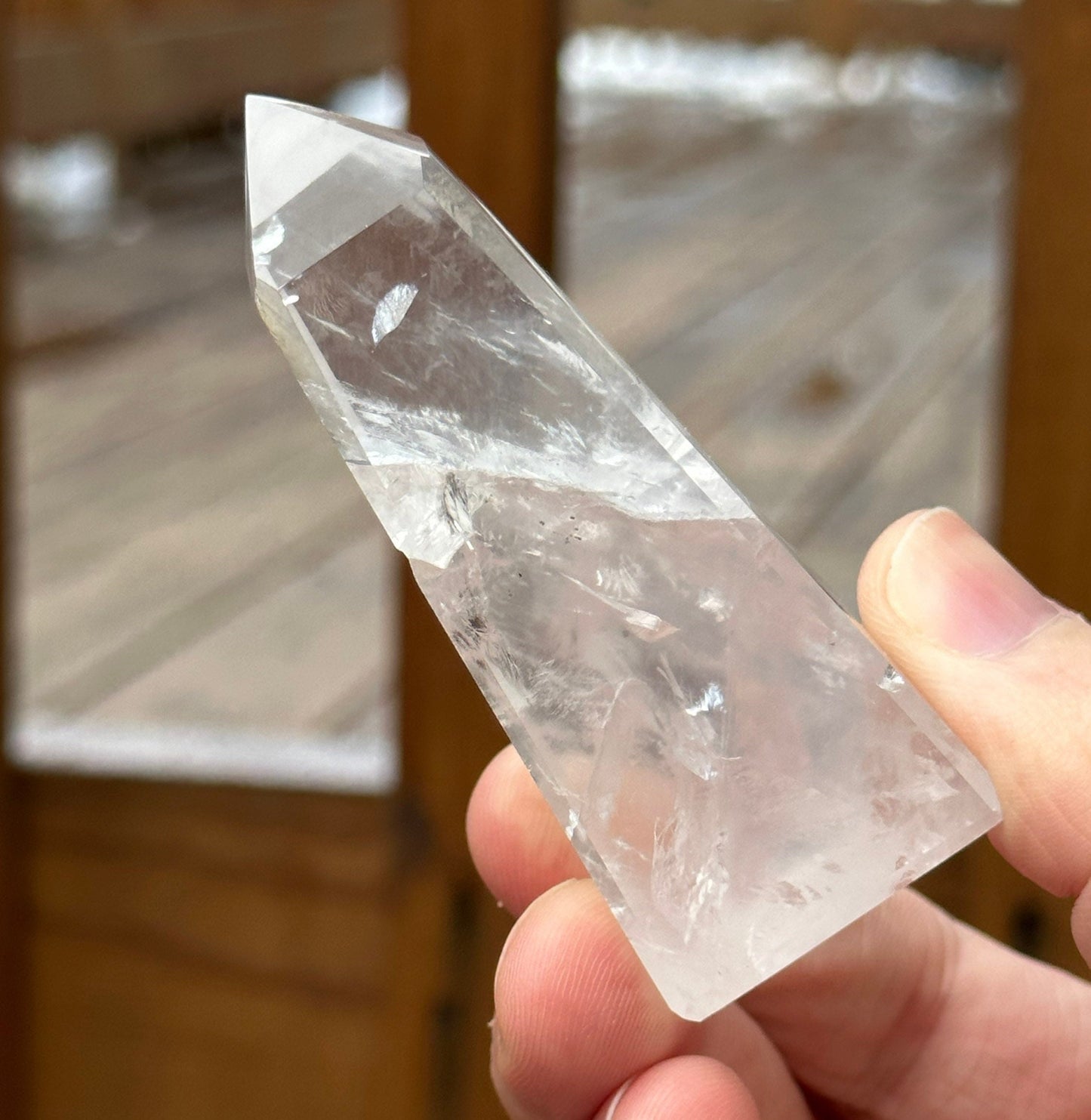 Soft Milky Girasol Obelisk | Quartz Point | Clear Quartz | Crystal Healing & Meditation