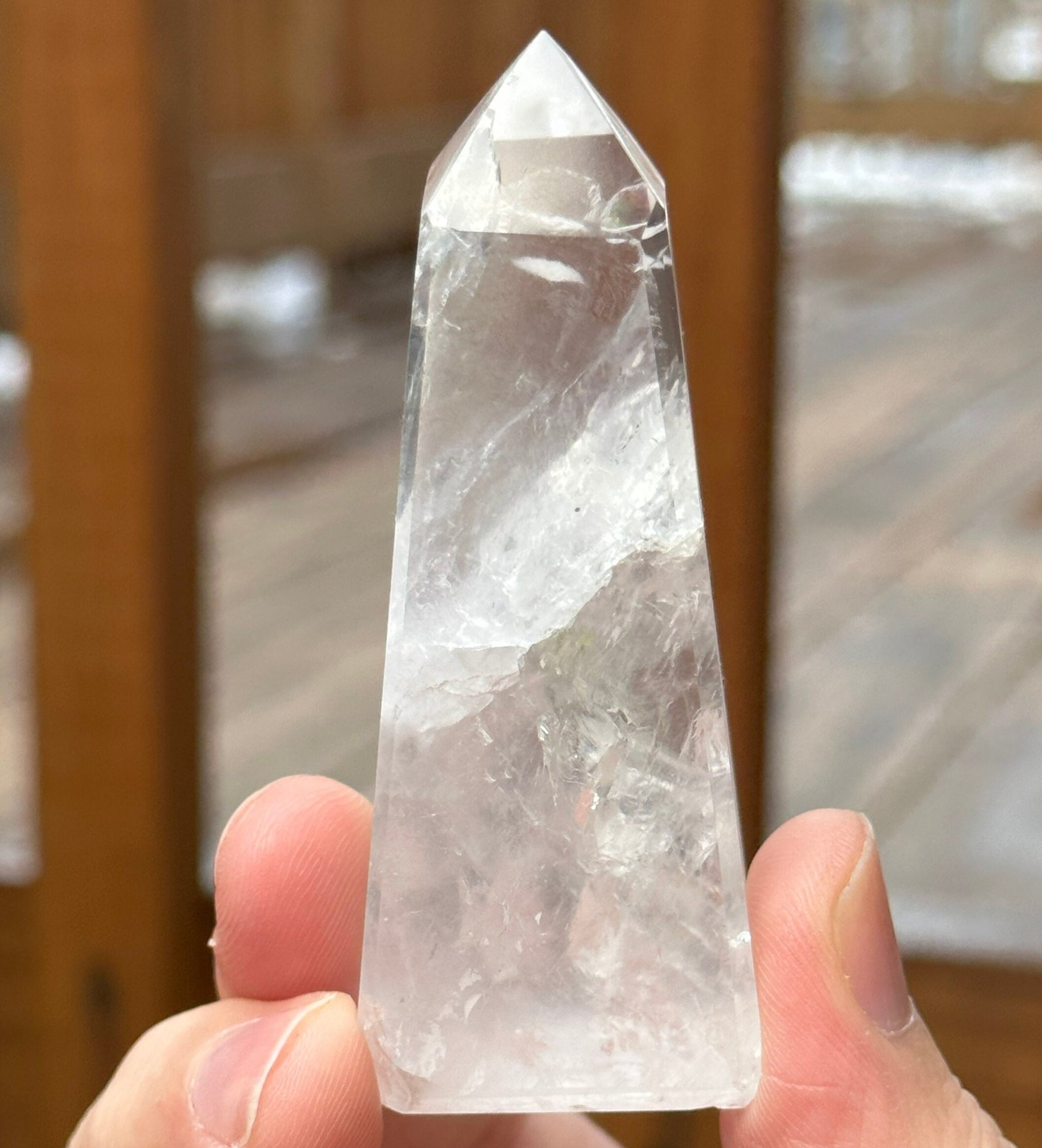 Soft Milky Girasol Obelisk | Quartz Point | Clear Quartz | Crystal Healing & Meditation