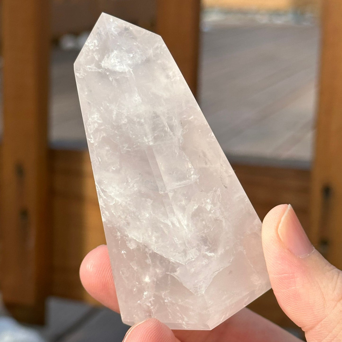 Soft Pink Milky Girasol Obelisk | Quartz Crystal Point | Light Color Tower | Crystal Healing & Meditation Wand