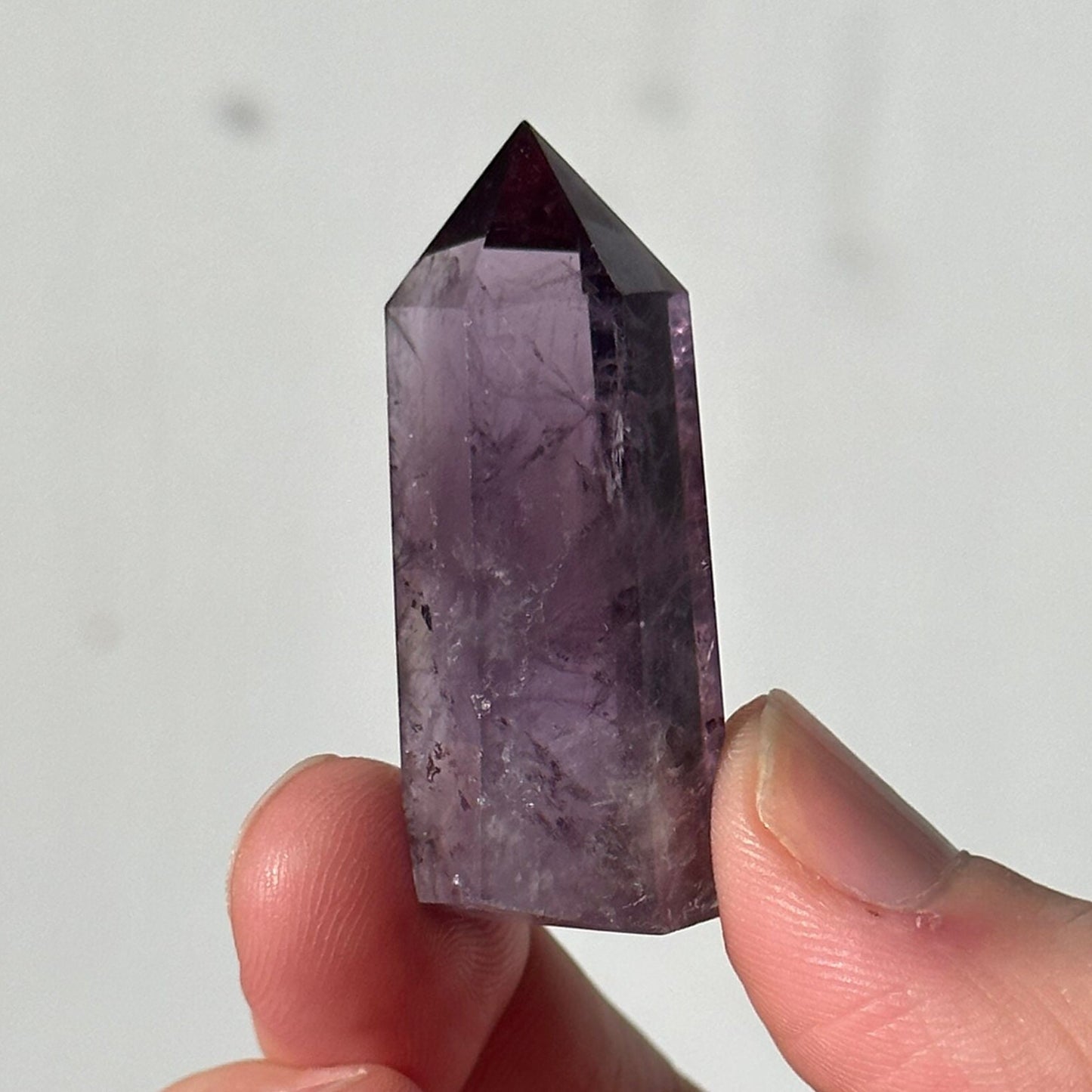 Beautiful Small Amethyst Crystal Point | Mini Hand Carved Tower | Rainbows | Meditation & Crystal Healing | High Quality | From Brazil