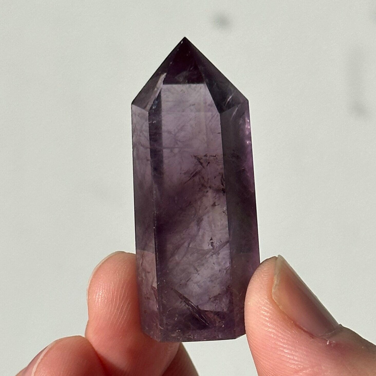 Beautiful Small Amethyst Crystal Point | Mini Hand Carved Tower | Rainbows | Meditation & Crystal Healing | High Quality | From Brazil