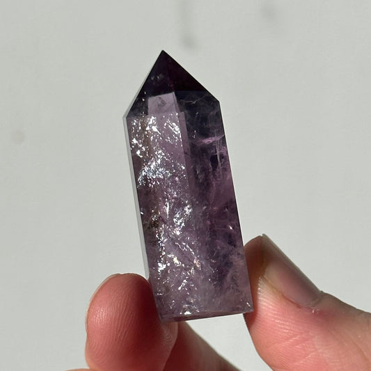 Beautiful Small Amethyst Crystal Point | Mini Hand Carved Tower | Rainbows | Meditation & Crystal Healing | High Quality | From Brazil