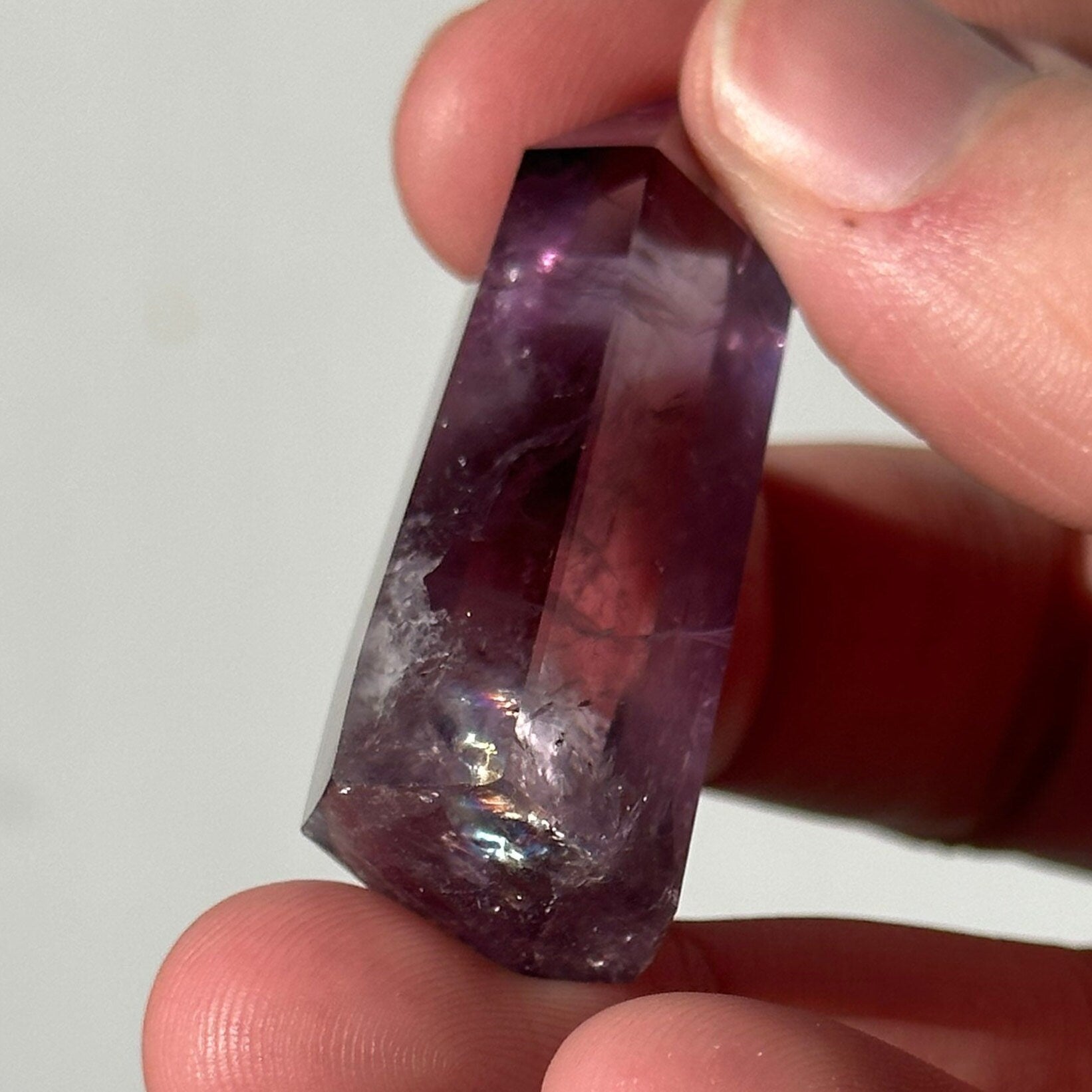 Beautiful Small Amethyst Crystal Point | Mini Hand Carved Tower | Rainbows | Meditation & Crystal Healing | High Quality | From Brazil