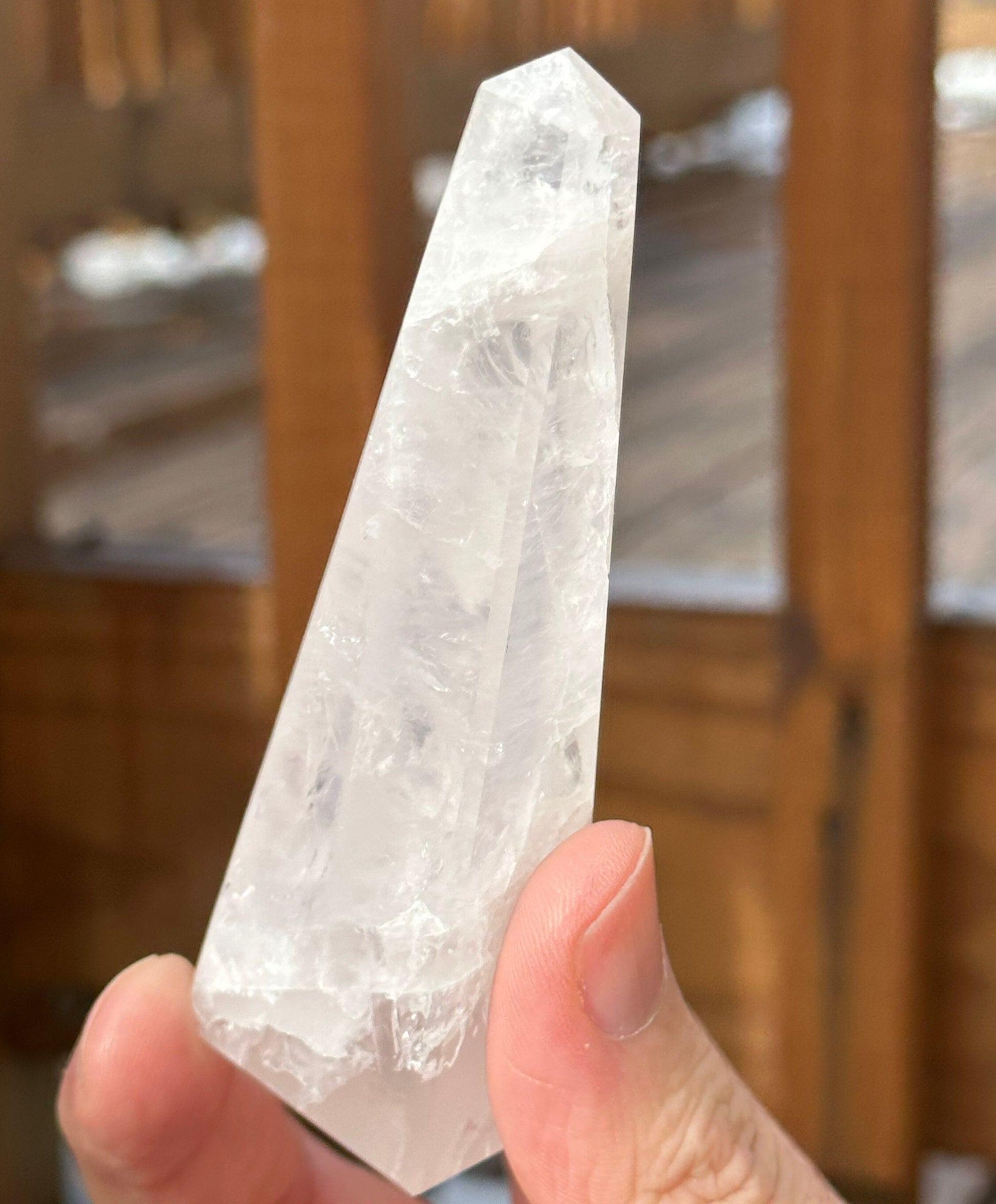 Soft Pink Milky Girasol Obelisk | Skinny Quartz Point | Light Color | Crystal Healing & Meditation