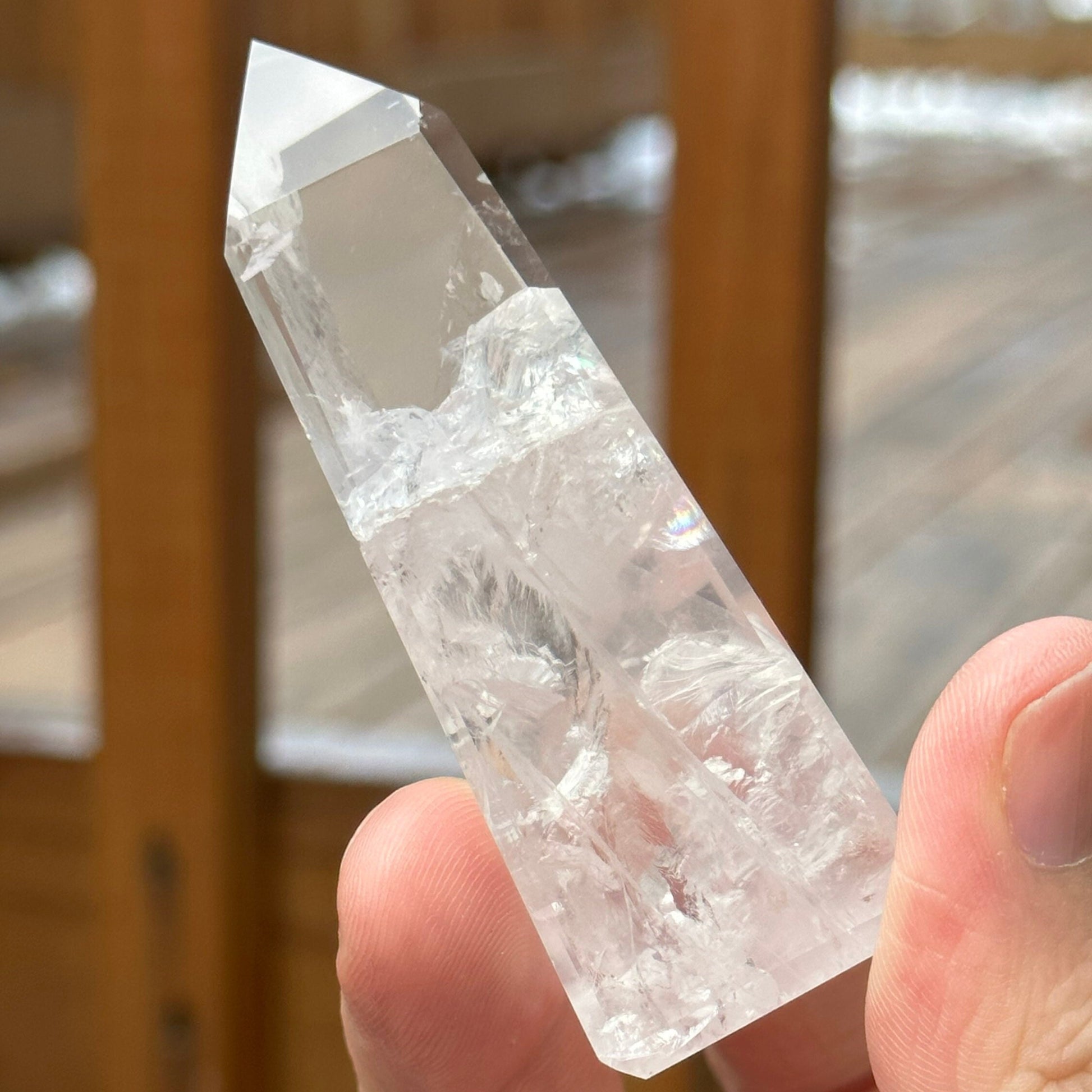 Soft Milky Girasol Obelisk | Quartz Point | Clear Quartz | Crystal Healing & Meditation