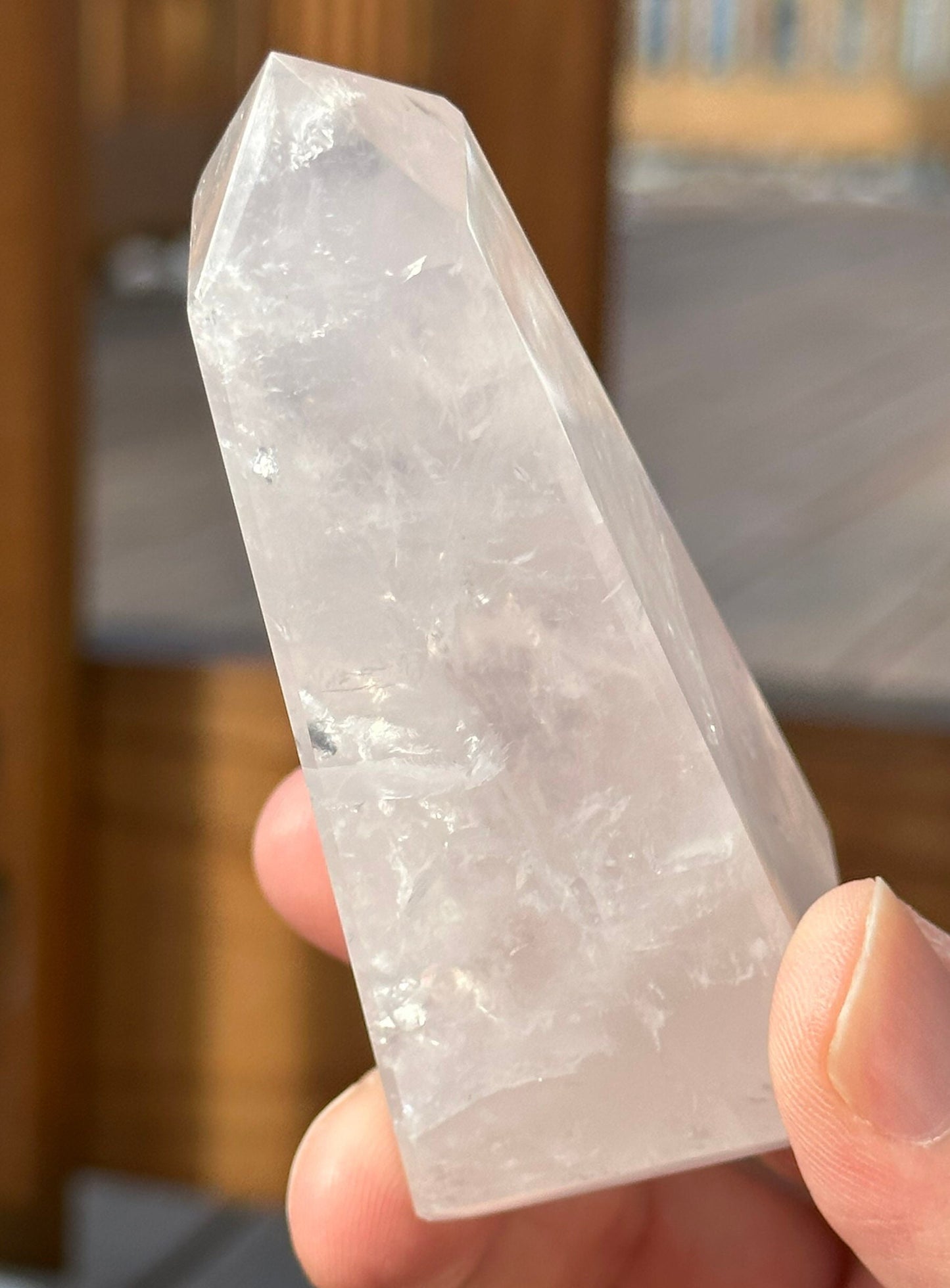 Soft Pink Milky Girasol Obelisk | Quartz Crystal Point | Light Color Tower | Crystal Healing & Meditation Wand