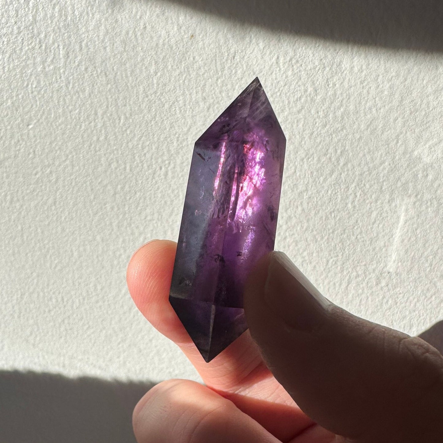 Small Amethyst Crystal Double Terminated Point | Mini Hand Carved Double Point Tower | Meditation & Crystal Healing