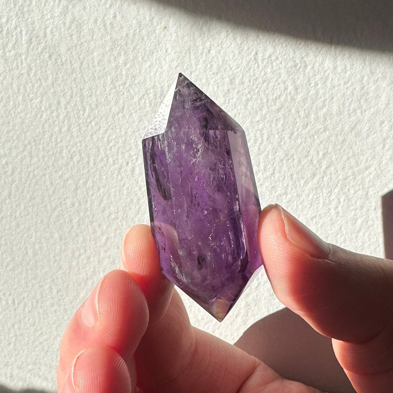 Small Amethyst Crystal Double Terminated Point | Mini Hand Carved Double Point Tower | Meditation & Crystal Healing