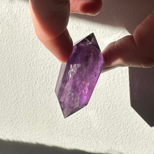 Small Amethyst Crystal Double Terminated Point | Mini Hand Carved Double Point Tower | Meditation & Crystal Healing