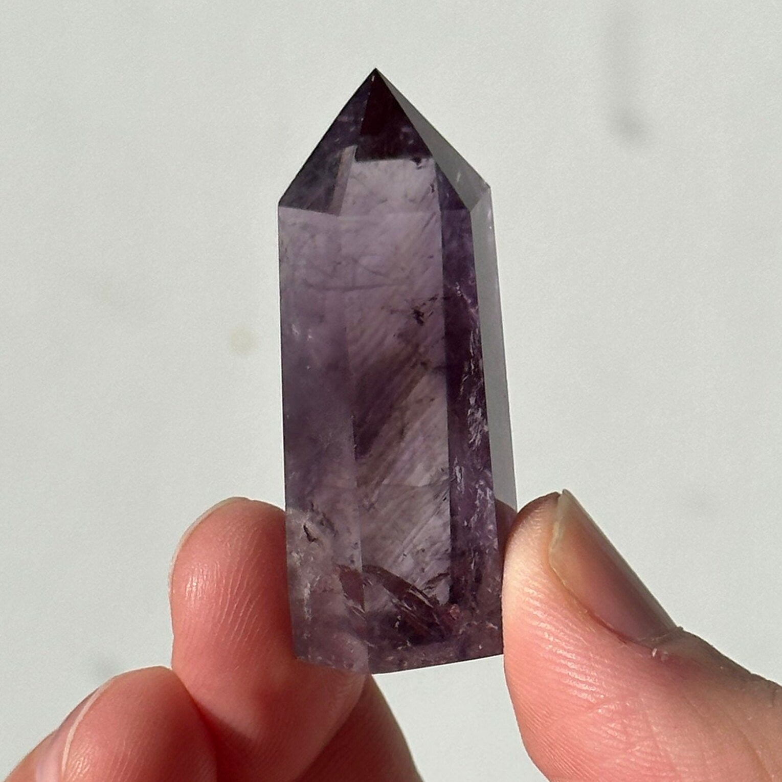 Beautiful Small Amethyst Crystal Point | Mini Hand Carved Tower | Rainbows | Meditation & Crystal Healing | High Quality | From Brazil