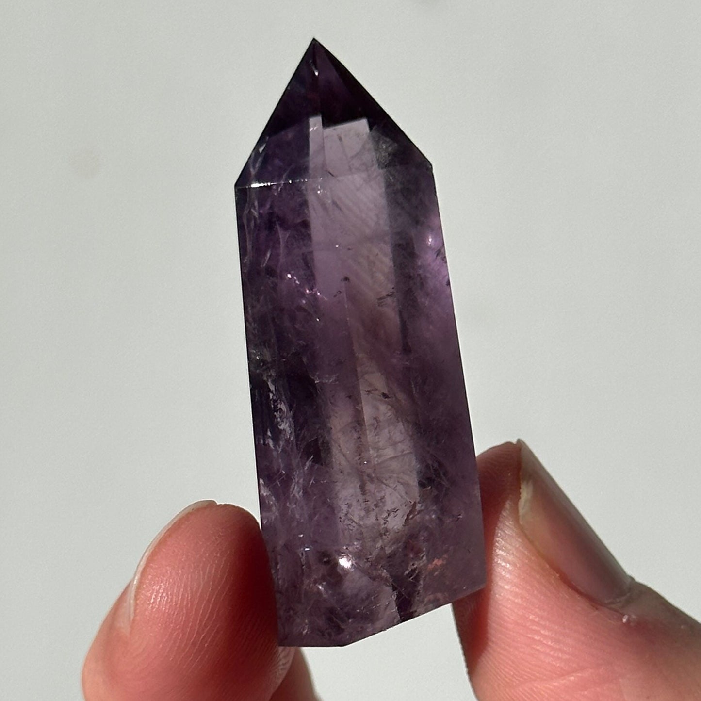 Beautiful Small Amethyst Crystal Point | Mini Hand Carved Tower | Rainbows | Meditation & Crystal Healing | High Quality | From Brazil