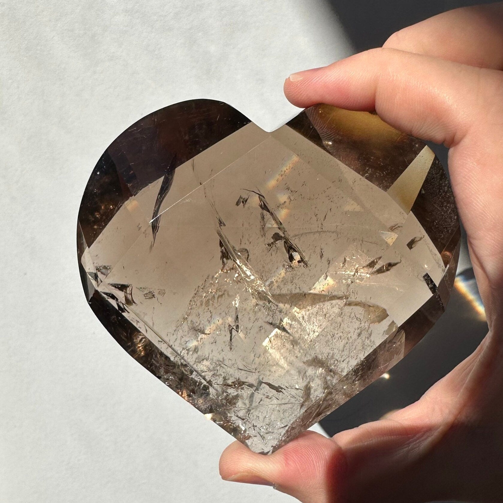 High Quality Smoky Quartz Crystal Heart | Rare Clarity | Hand Carved | Includes Stand | From Brazil | Crystal Healing & Meditation