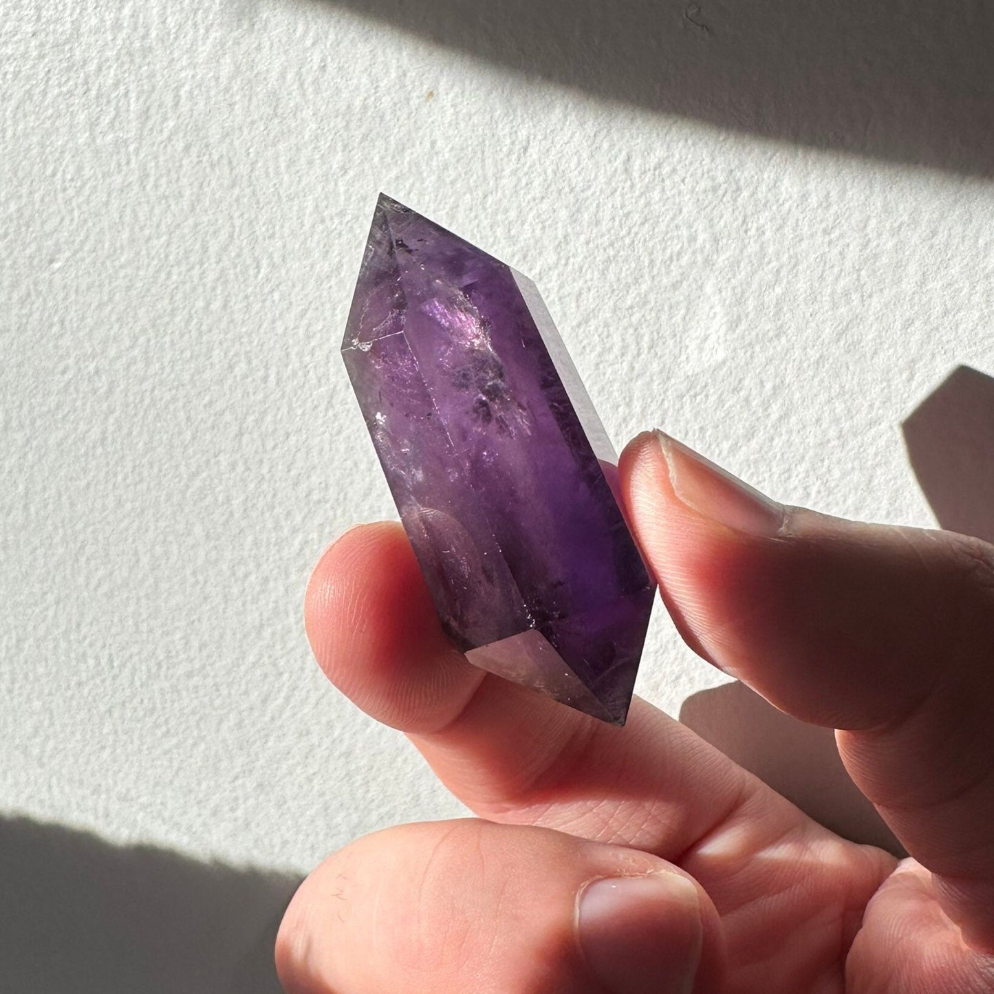 Small Amethyst Crystal Double Terminated Point | Mini Hand Carved Double Point Tower | Meditation & Crystal Healing