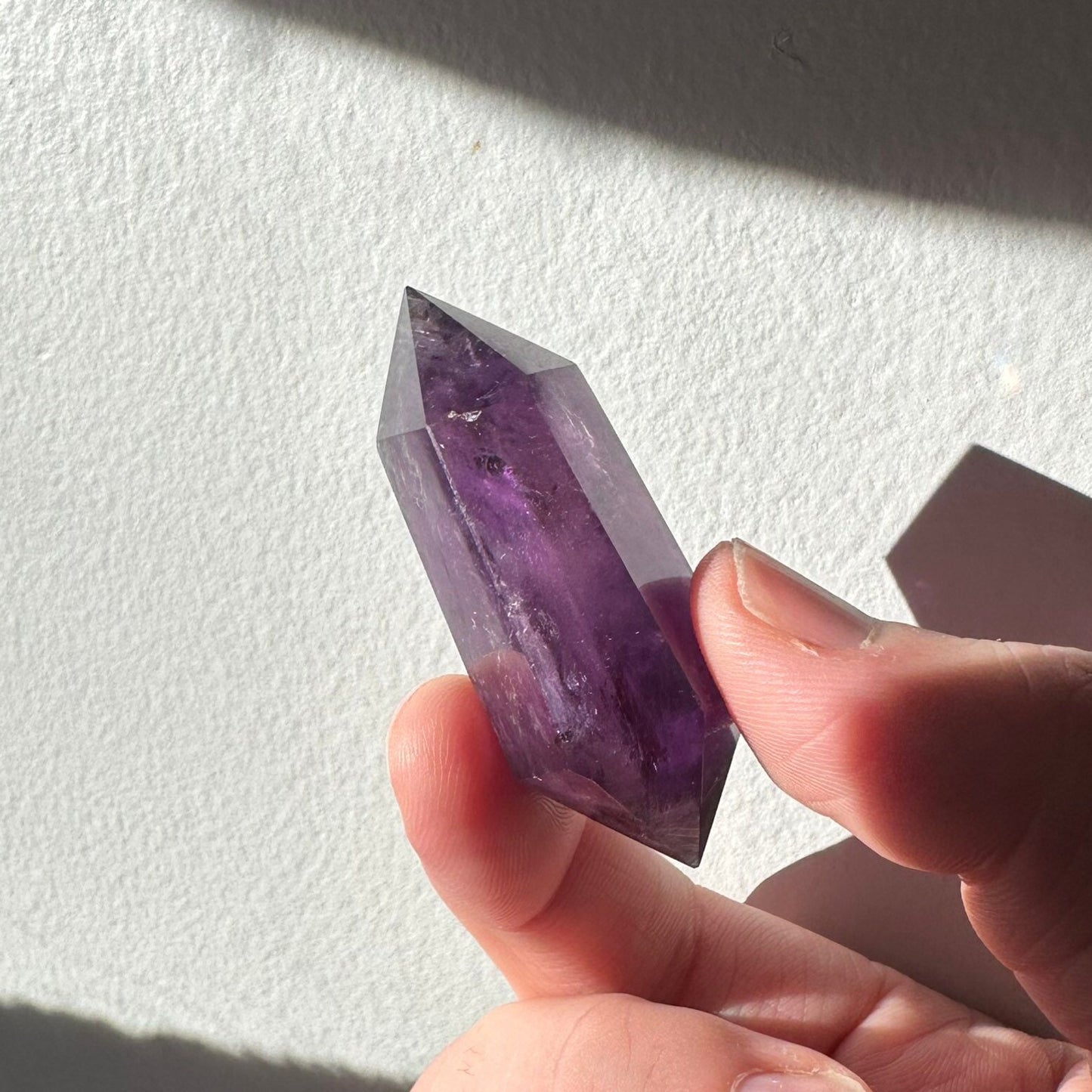 Small Amethyst Crystal Double Terminated Point | Mini Hand Carved Double Point Tower | Meditation & Crystal Healing